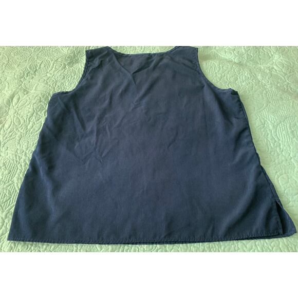SUSAN GRAVER TOP WOMENS, 1X, SLEEVELESS PULLOVER, NAVY BLUE, NWOT SLITS ON SIDES - Picture 5 of 9